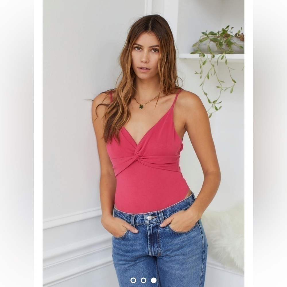 Urban Outfitters Out From Under Ruched thong bodysuit hot pink L NWT Barbiecore 